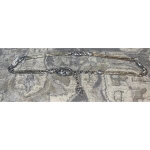 Vintage Brighton Silver Tone Scroll Chain Style Metal Belt Fits 30" -36" Waist